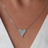 Diamond Pave Elongated Heart Pendant Necklace