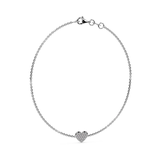 14K Gold Small Heart Pavé Diamond Bracelet