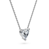 14K Gold Heart-Shape Lab Diamond Solitaire Necklace
