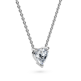 Heart-Shape Diamond Solitaire Necklace Thick Chain