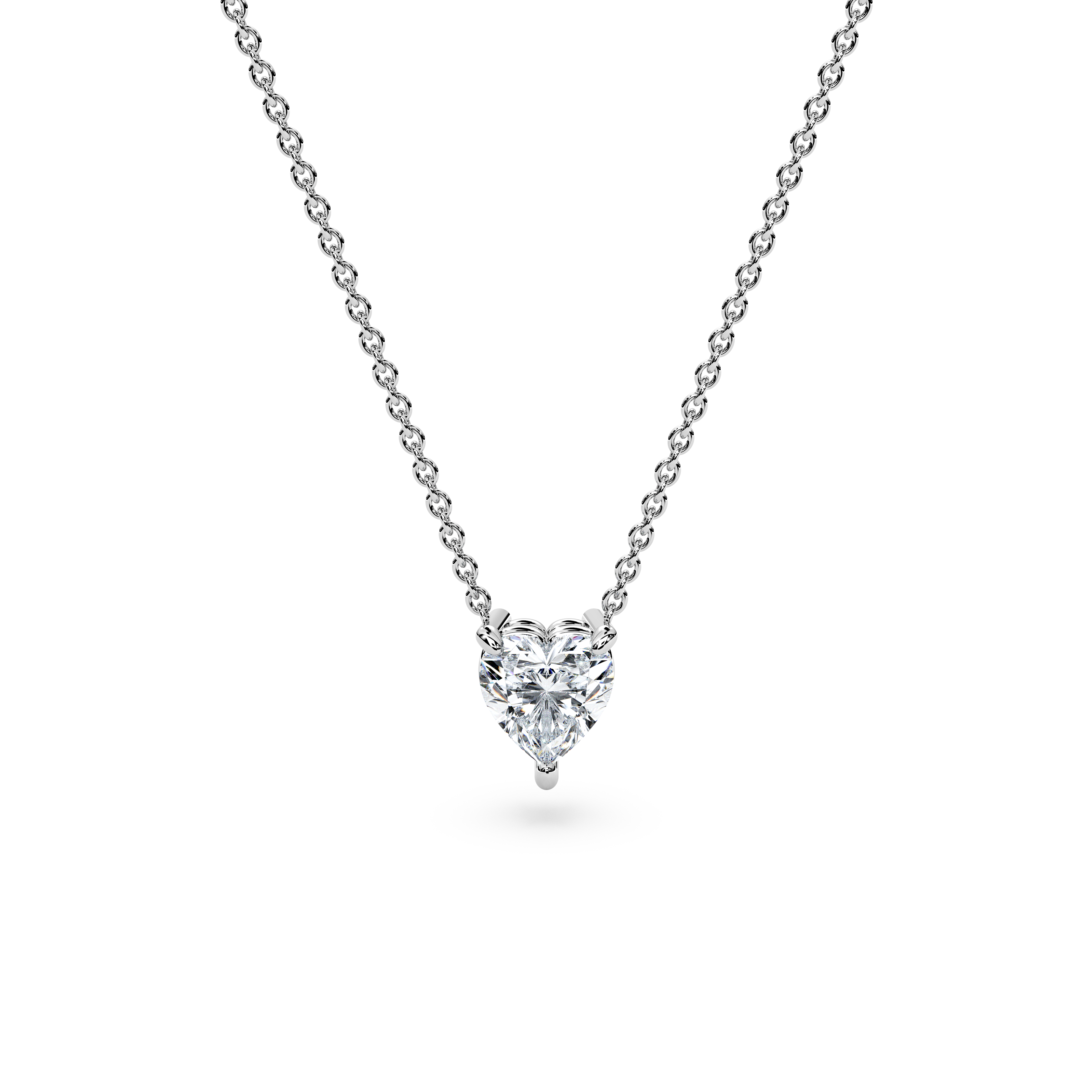 Heart-Shape Diamond Solitaire Necklace Thick Chain