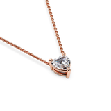 Heart-Shape Diamond Solitaire Necklace Thick Chain