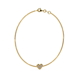 14K Gold Small Heart Pavé Diamond Bracelet