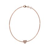 14K Gold Small Heart Pavé Diamond Bracelet