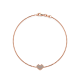 14K Gold Small Heart Pavé Diamond Bracelet