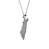 14K Gold Small Diamond Map of Israel Pendant
