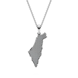 14K Gold Small Diamond Map of Israel Pendant