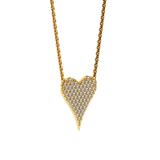 Diamond Pave Elongated Heart Pendant Necklace