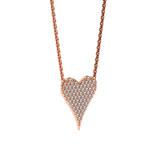 Diamond Pave Elongated Heart Pendant Necklace