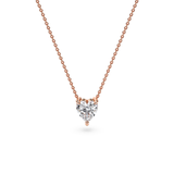 14K Gold Heart-Shape Lab Diamond Solitaire Necklace